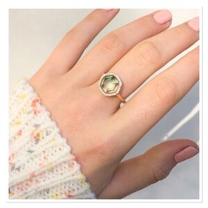 JOY DRAVECKY 'Chloe' Green Ombre Hexagon Ring